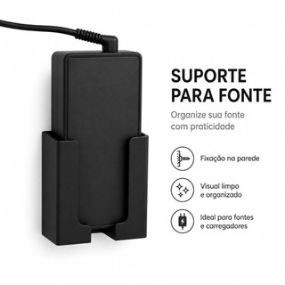 Suporte de Parede Universal P/ Carregador de Notebook / Fonte / Adaptador Organizador