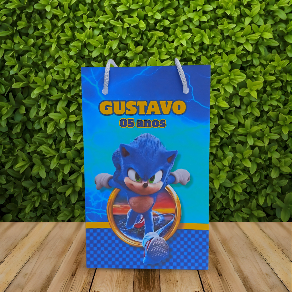 Sacolinha Surpresa Personalizada SONIC - Lembrancinha para Festa (PEGUE E MONTE)
