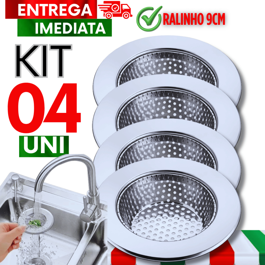 Utilidades Ralo De Pia Ralinho Cestinha 9cm Aço Inox Borda Larga Qualidade Cozinha Praticidades