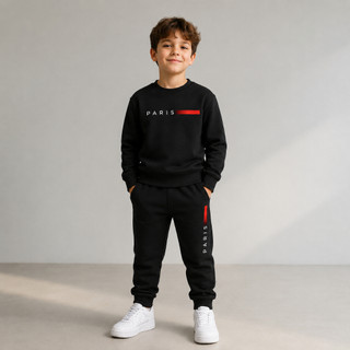 Conjunto Infantil Moletom Paris Calça e Blusa Com Bolso  Masculino Feminino Algodão