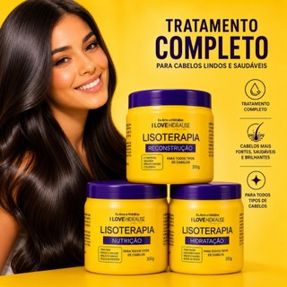 Cronograma Capilar Lisoterapia Mascara Hidratação Nutrição Reconstrução Hidralize 300g cada
