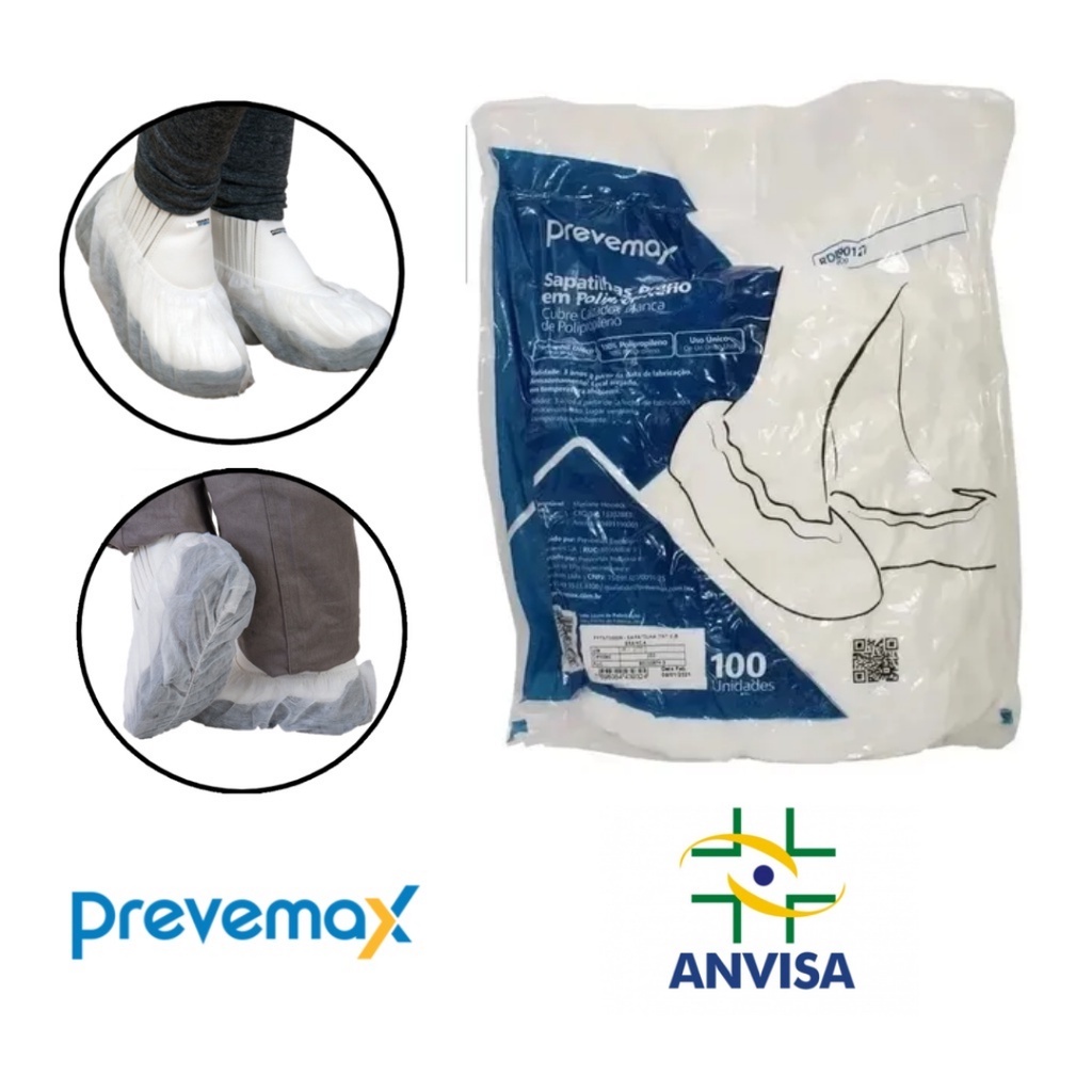 Propé Descartável TNT 500 Unidades Branca Sapatilha Com Elástico Botinha Anvisa Kit com 500
