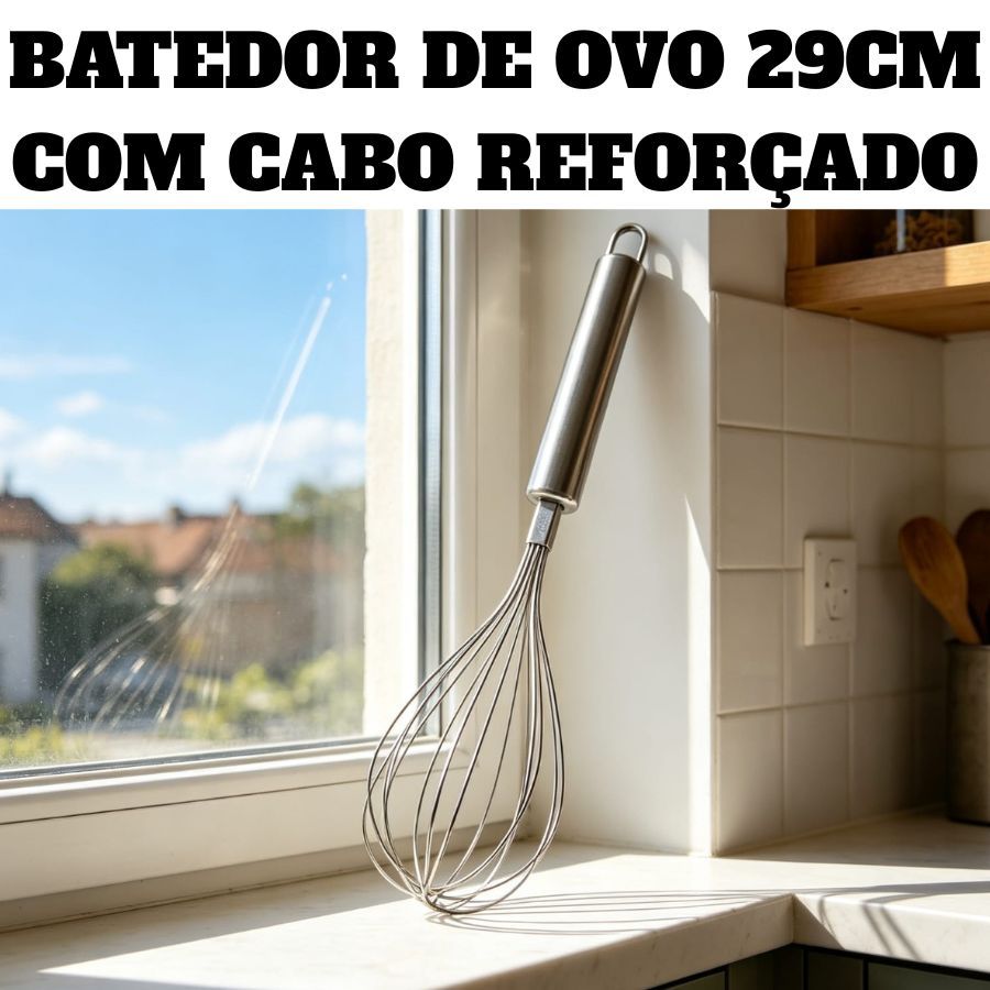 OFERTA Batedor 29cm Reforçado De Clara Cook Profissional Inox Utensilio De Cozinha Aço Inoxidável