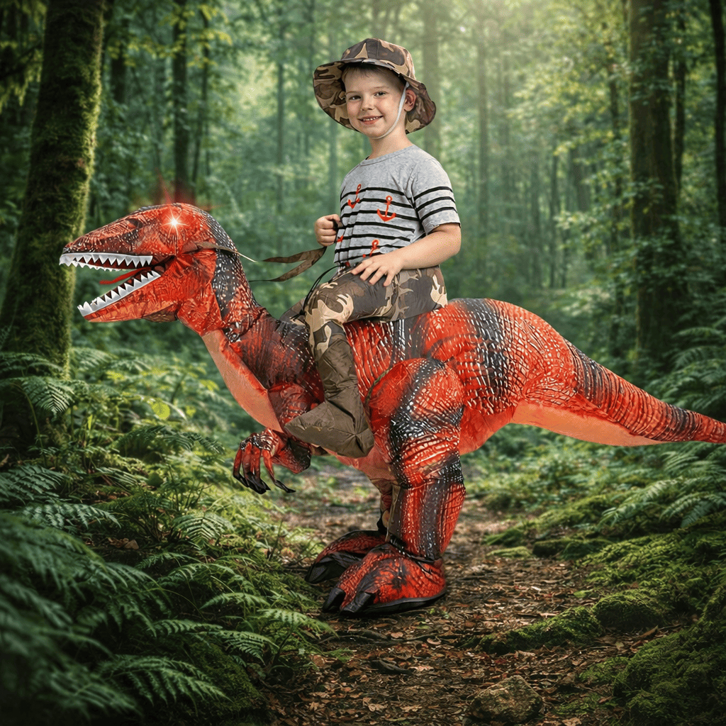 Fantasia Dinossauro Infantil Inflável Chapéu Carnaval Festa Aniversário