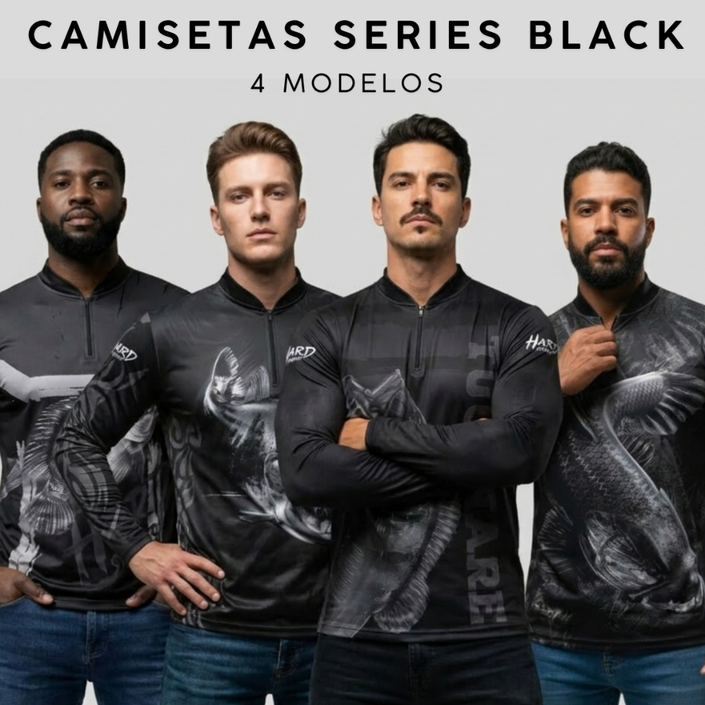 Camisa de Pesca Linha Black SeriesUV50+ com Proteção Solar