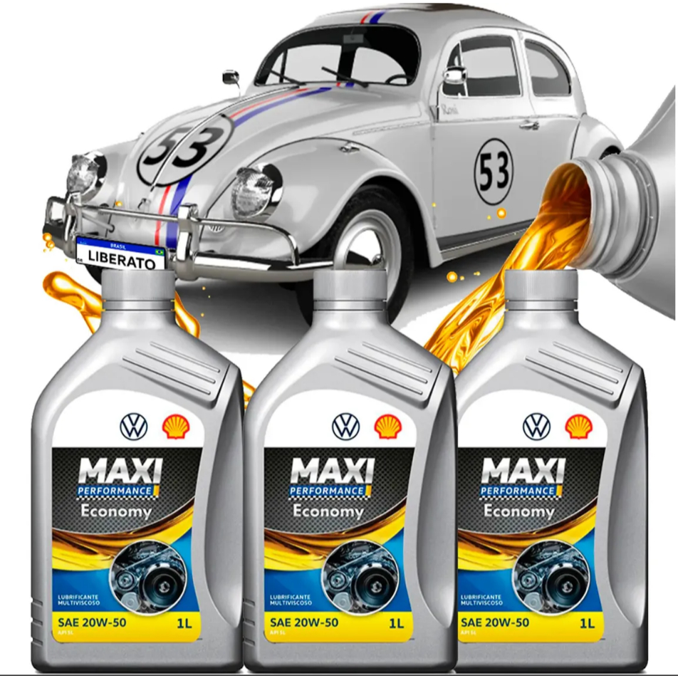 Kit 3l Óleo 20w50 Mineral Kombi Fusca Brasília Motores A Ar Original Volkswagen