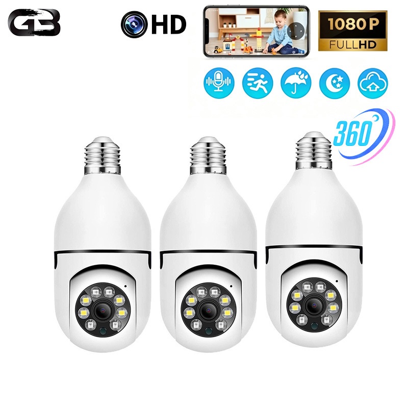 KIT Câmera De Segurança WIFI Lâmpada Sem Fio full HD IP 360°Com Microfone 8177