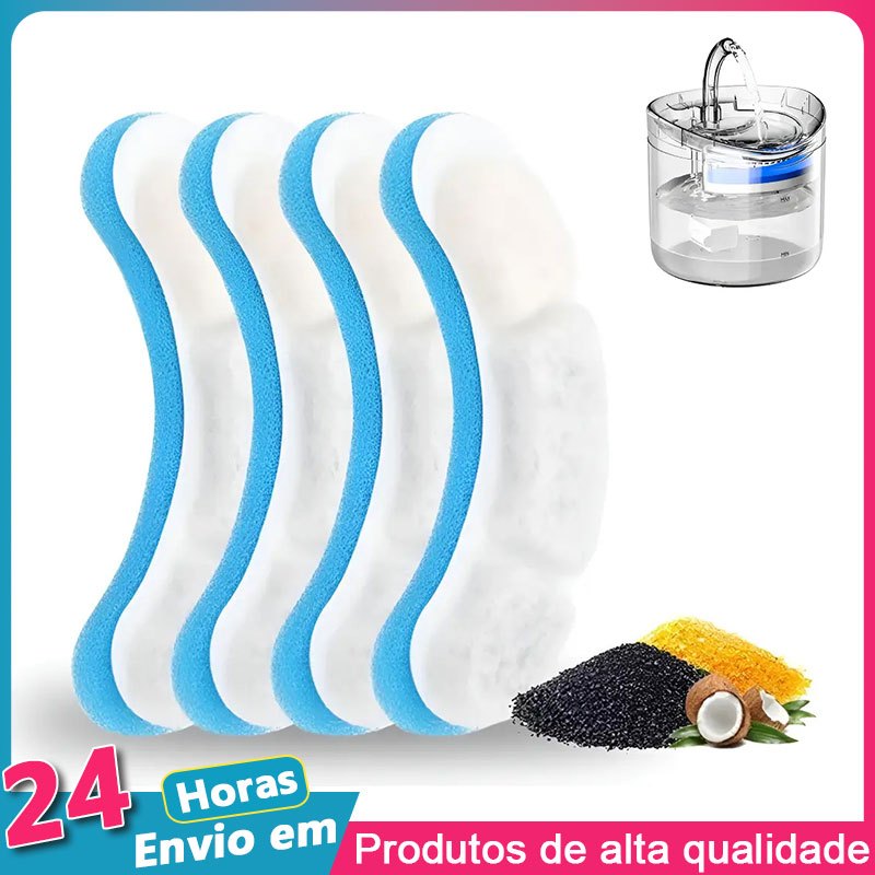 4PCS Filtro de Reposição com Carvão Ativado para Fonte Automática Água Gato Cachorro – Purificador Pet