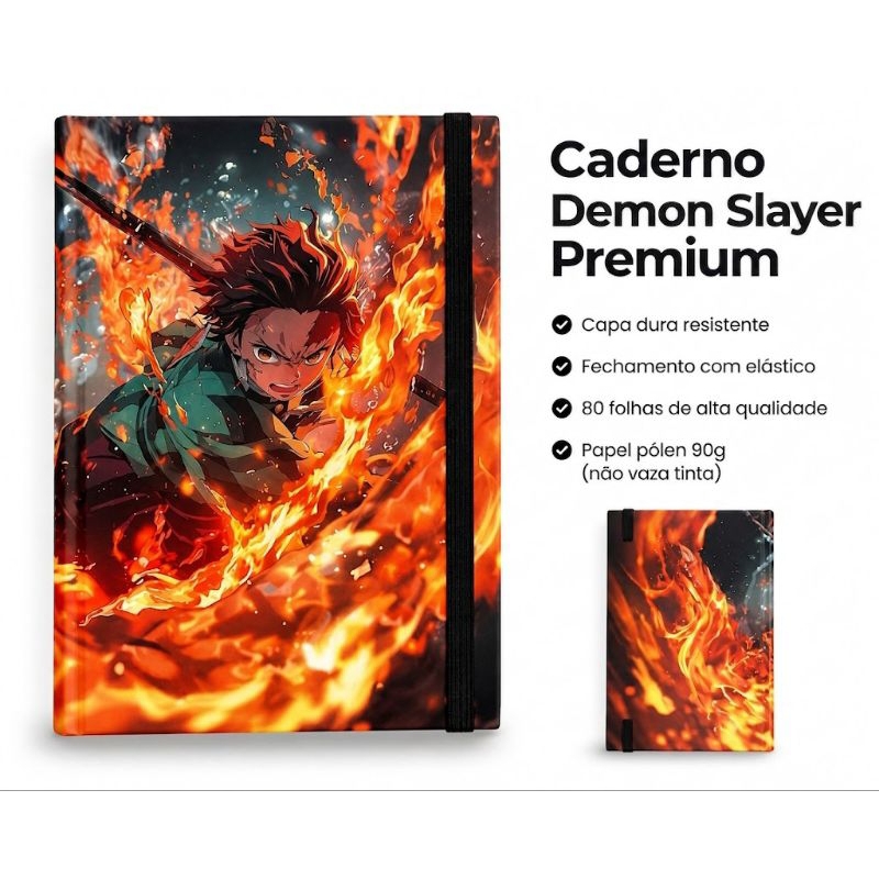 Caderno Moleskine 21x14 Capa Dura | Anime Demon Slayer | Bullet Journal, Planner ou Sketchbook