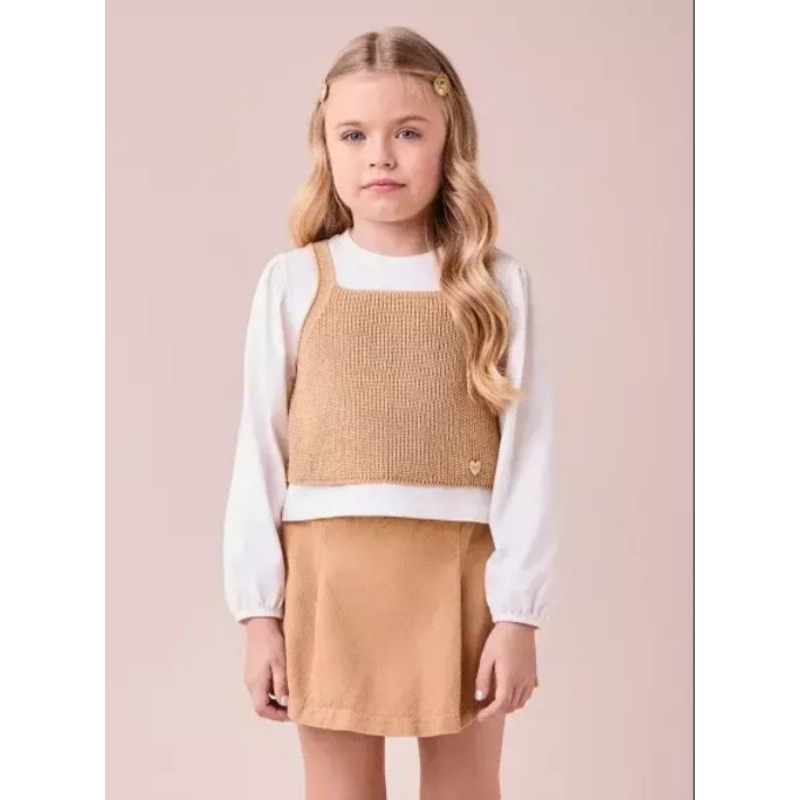 BLUSA MANGA LONGA COM CROPED CROCHE FRONTAL FIXO MOMI TAM 16