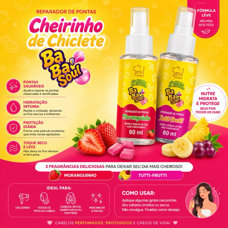 Reparador de Pontas Cheirinho de Chiclete BaBaSoul – 60ml