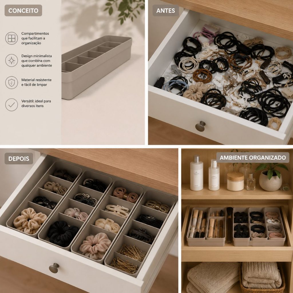 Kit de colmeia organizadora Ou 3 peças 35x12,5x7,5 Linha Logic Bege