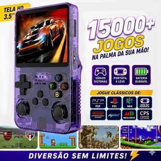 Console Portátil R36HD + de 15.000 Jogos Vídeo Game 64g Linux Tela IPS 3.5 Polegadas