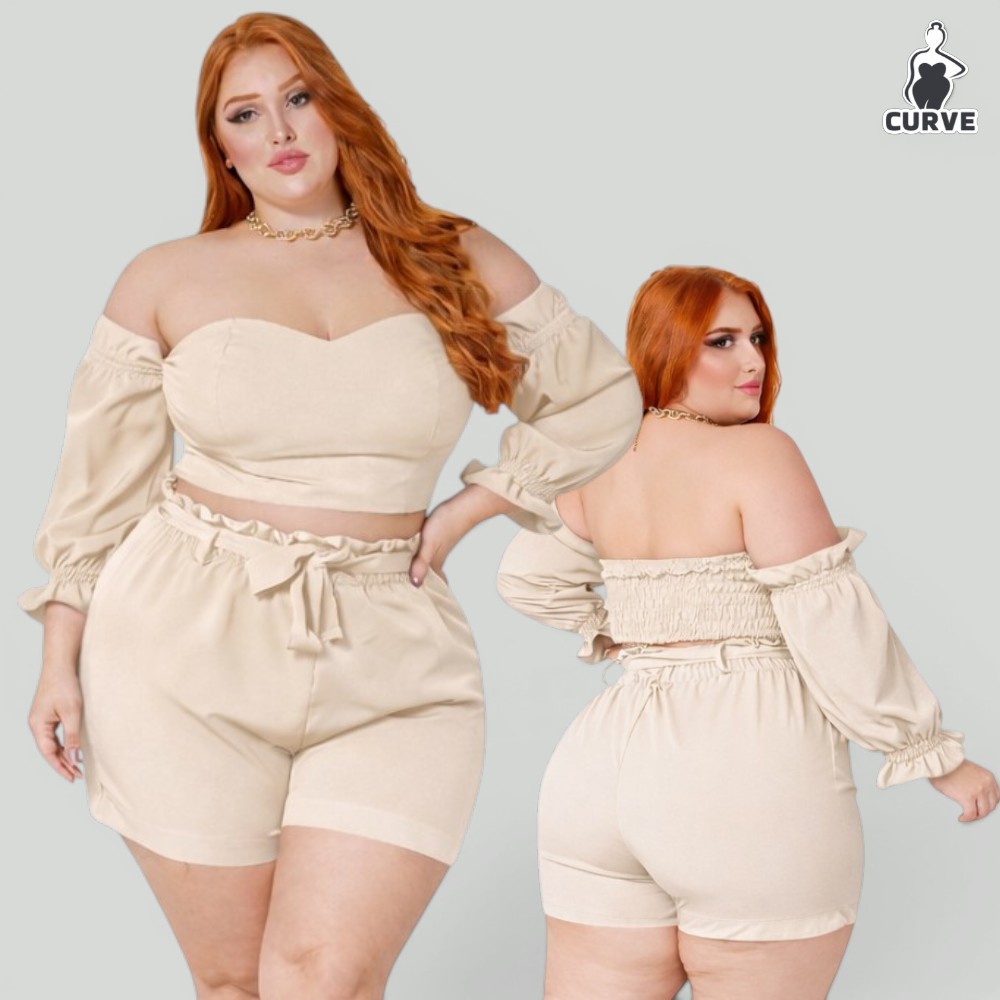Conjunto Plus Size Feminino Conjunto Short e Cropped Short e Blusa Conjunto Feminino Conjunto de Short e Blusa Feminino