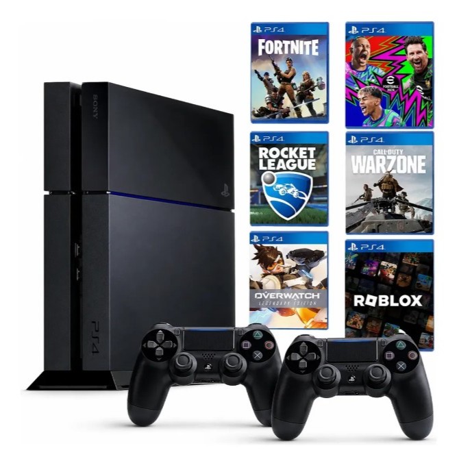 Console Playstation 4 FAT PS4 de 500 GB 1 Controles 6 Jogos Digitais PS4
