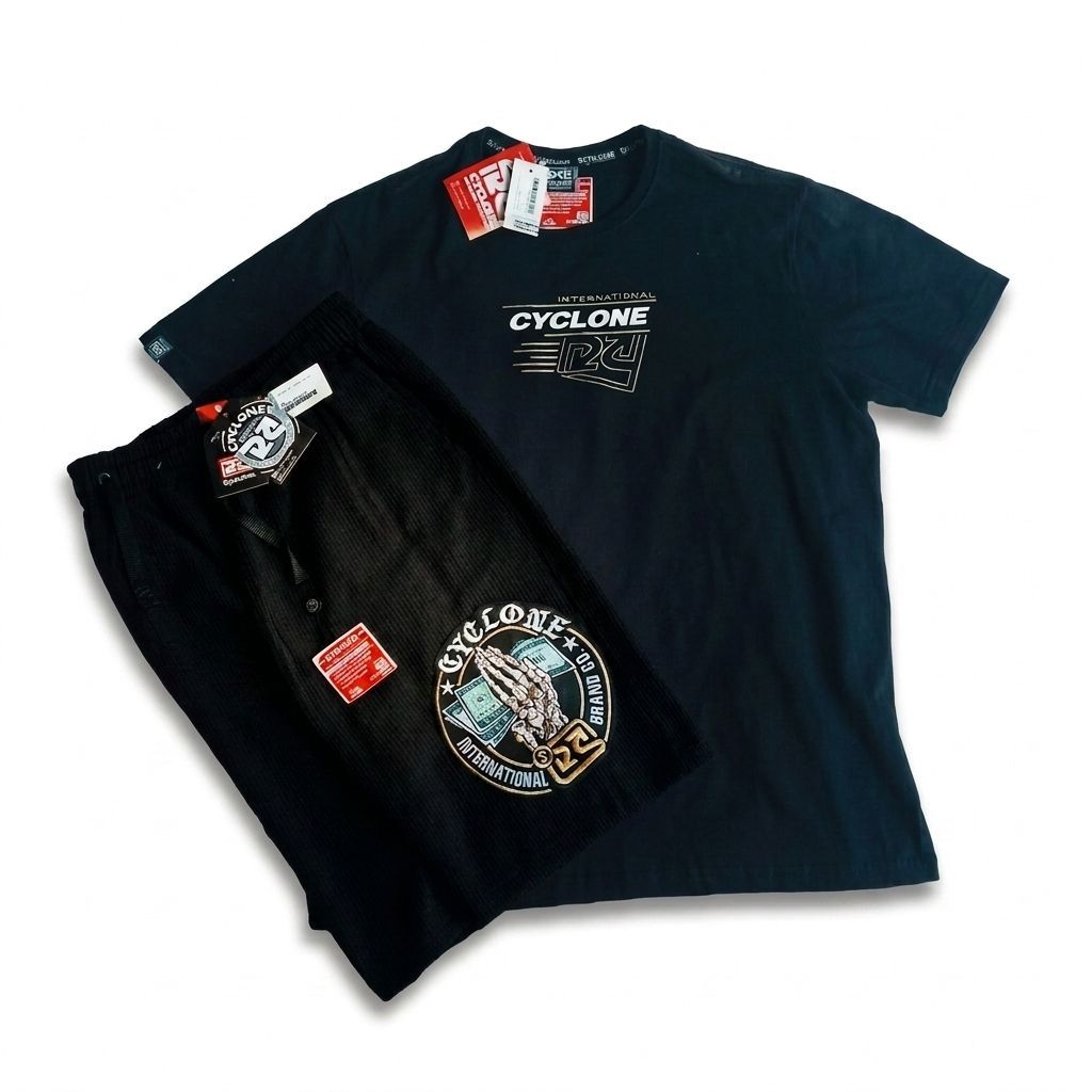 Kit Bermuda Cyclone Show Veludo + Camiseta Cyclone