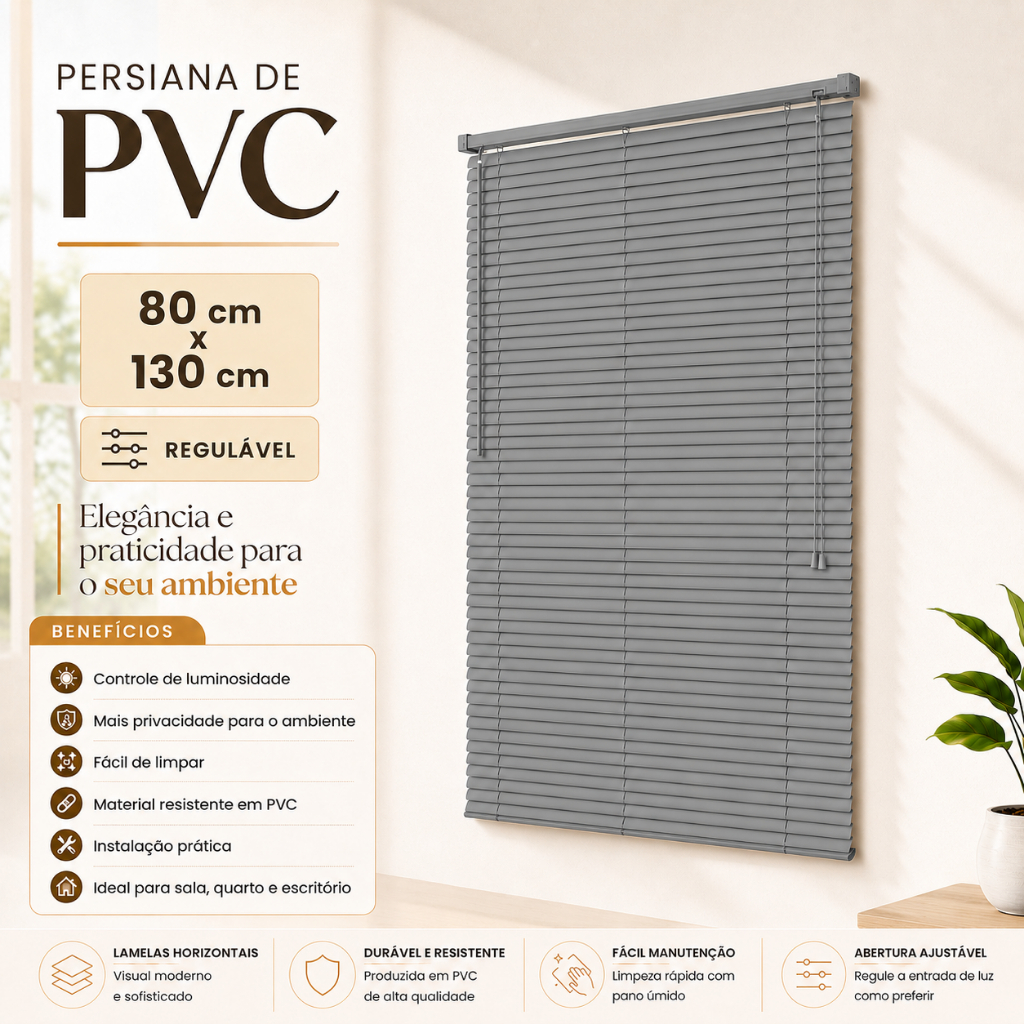 Cortina Persiana Horizontal 80x130 Premium Para Quarto Sala Cozinha Escritório Envio Imediato Cores.