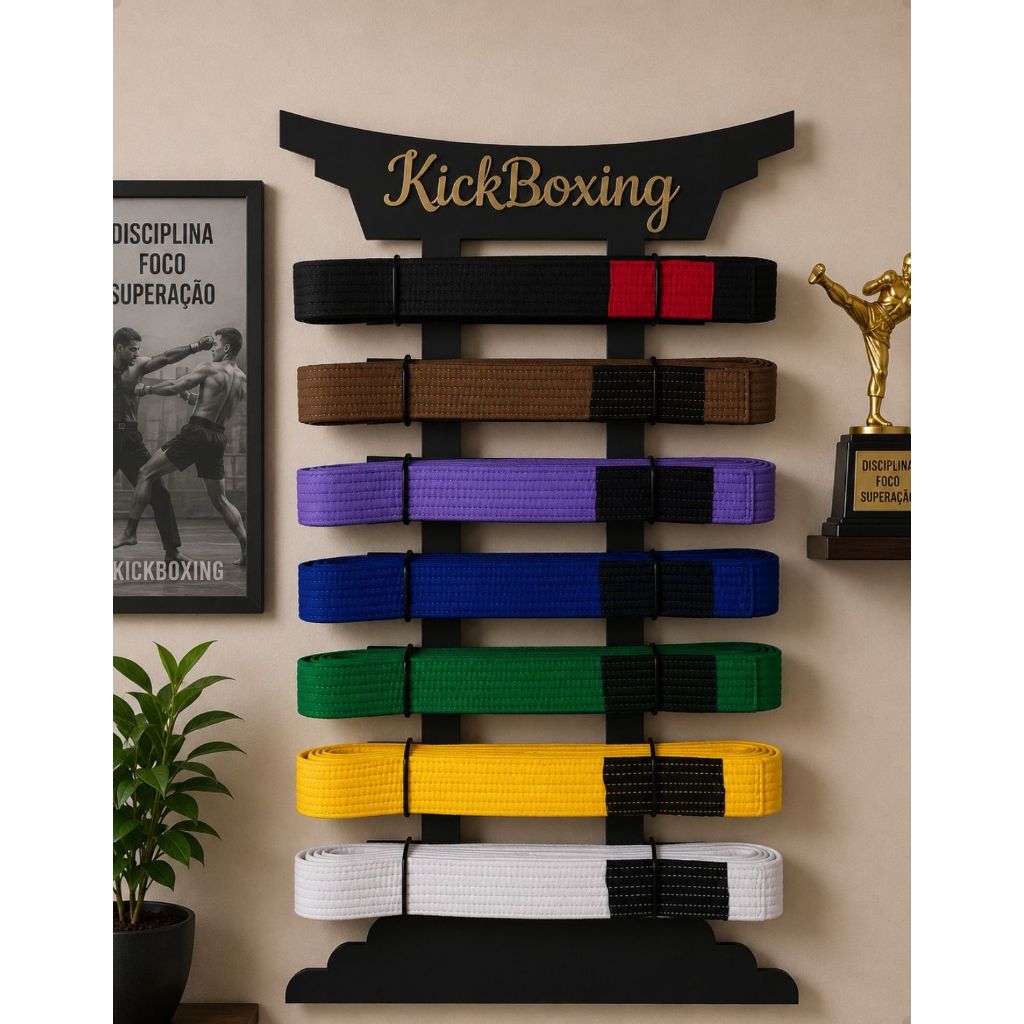 Porta Faixa De Kickboxing Quadro Medalhas 1295p
