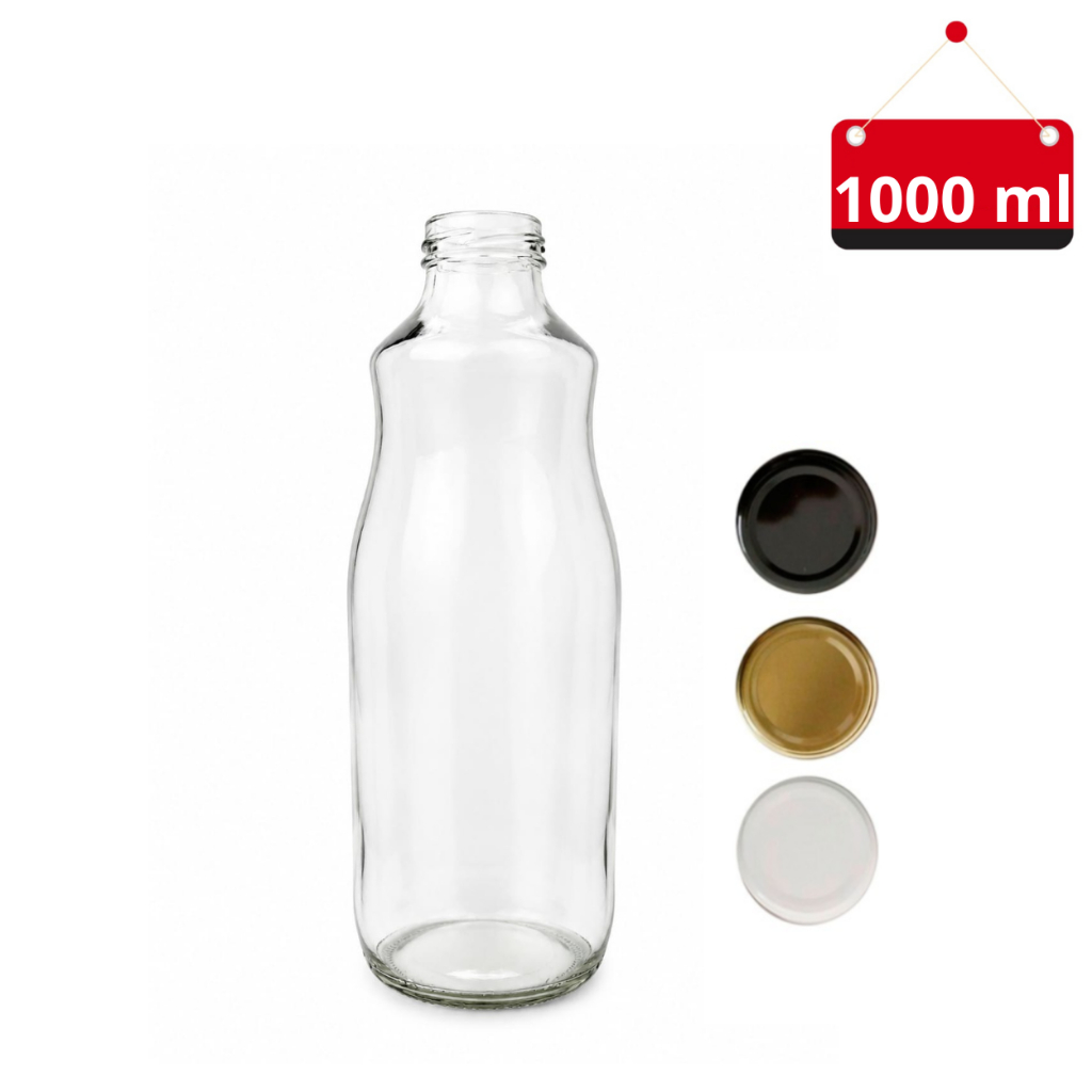 02 Un. Garrafa de vidro suco 1000 ml com tampa e lacre