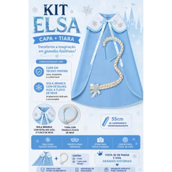 capa Elsa Frozen com tiara trança