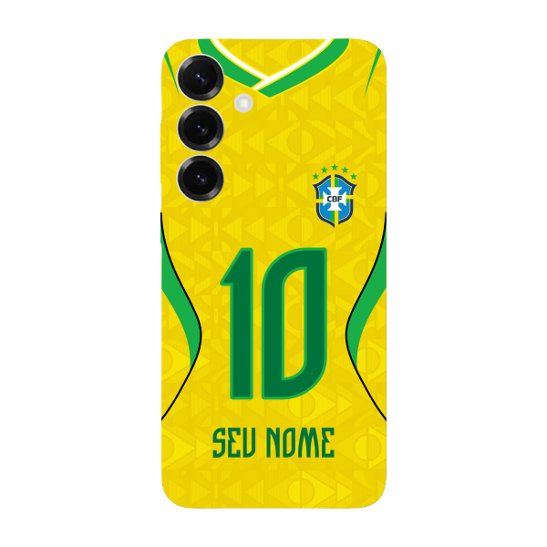 Capinha para Samsung S25 Plus Anti Impacto Personalizada - Copa Brasil Brazil Amarela com nome e número
