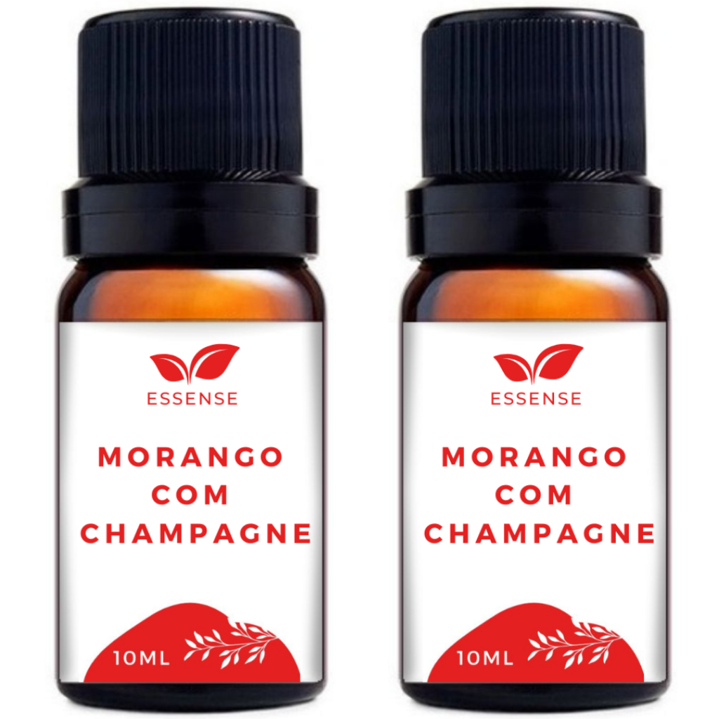 2 Essências de Morango com Champagne 10ml 2 Essência Hidrossolúvel Difusor Aromatizador Umidificador