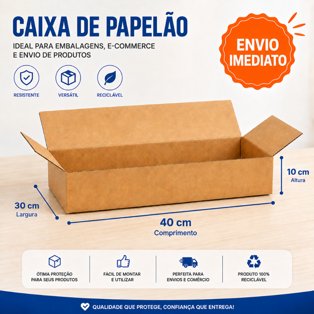 Caixa de Papelão 40x30x10 Maleta Resistente para Envio E-commerce Correios Sedex PAC Embalagem