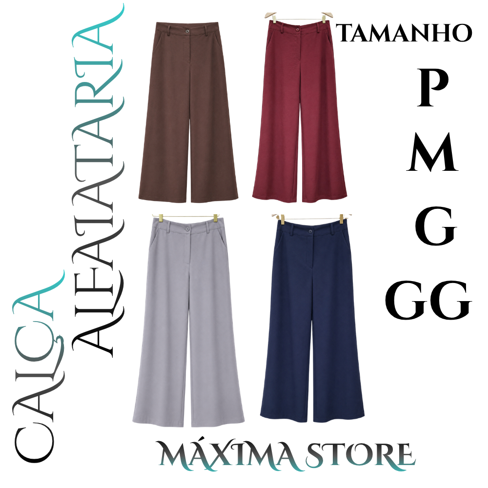 Calça Feminina Social Alfaiataria Cintura Alta Moda Executiva Elegante