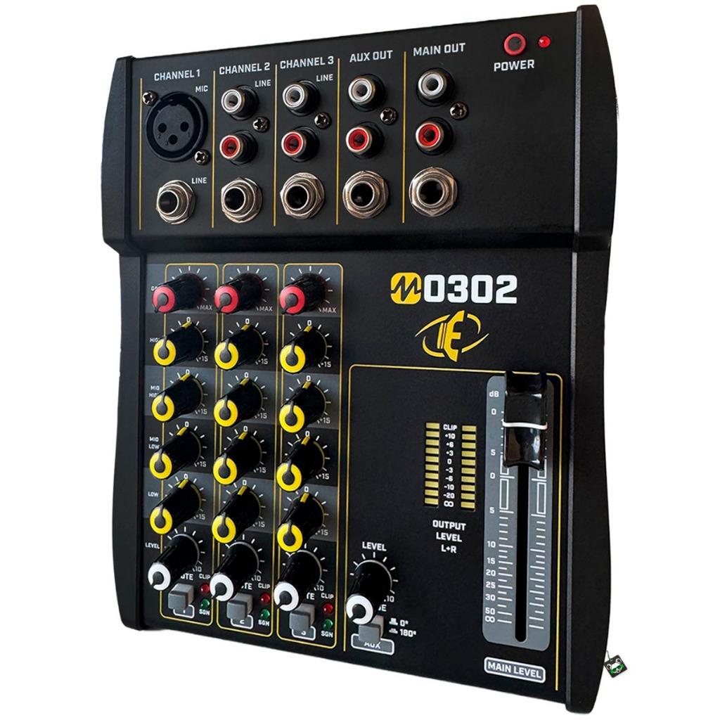 Mesa de Som Analógica 3 Canais Mixer DJ M0302 Eros
