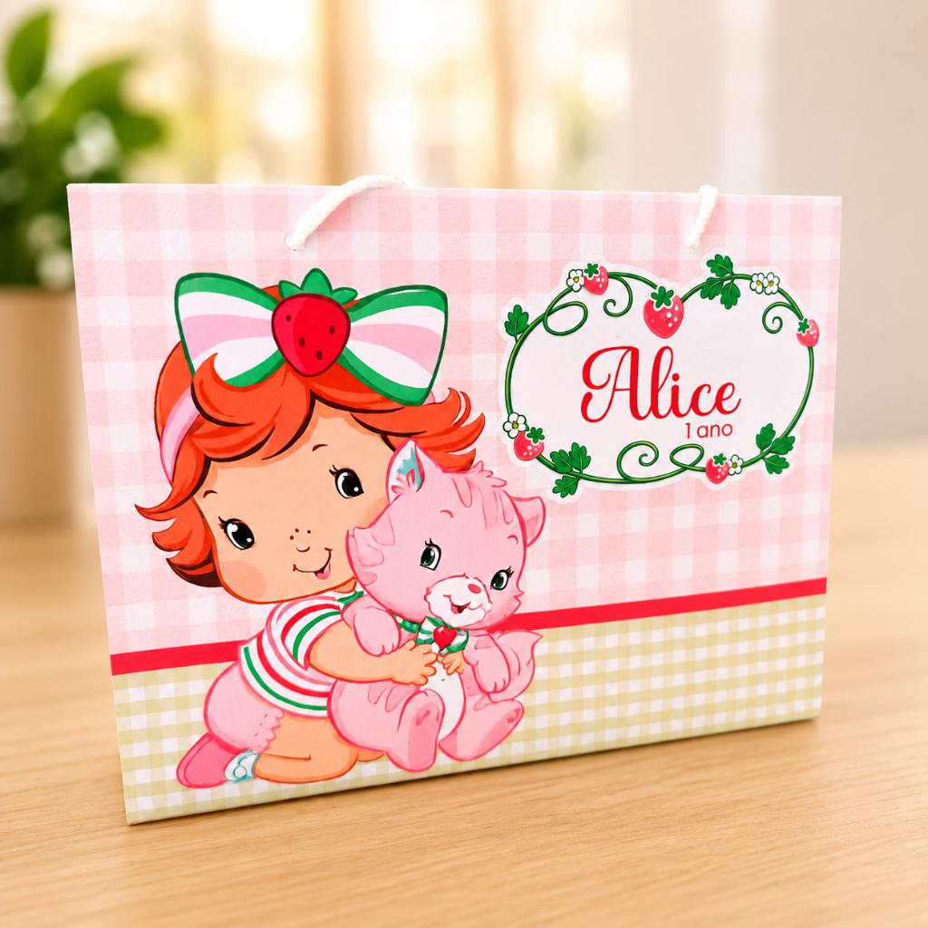 Sacolinhas personalizadas Moranguinho baby - Pegue e Monte