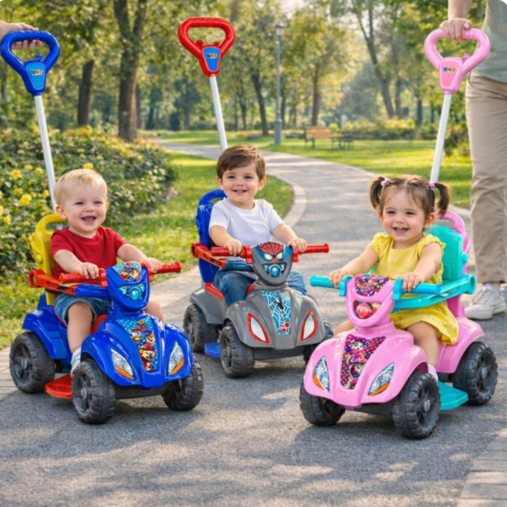Quadriciclo Infantil Aranha Dog Andador Carrinho Empurrar Criança Brinquedo Rodas Estáveis
