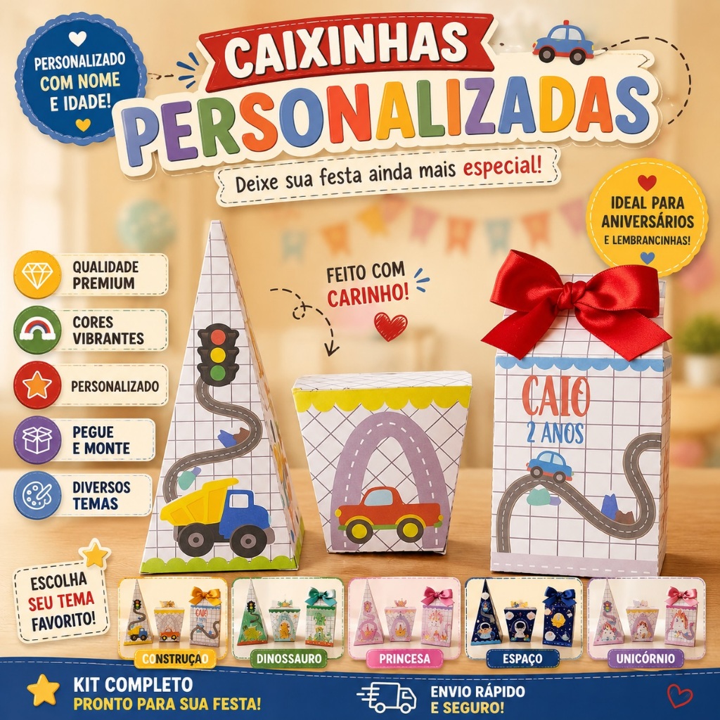 Kit lembrancinhas aniversário menino Carrinho  - Festa Infantil - Lembrancinhas Personalizadas - Aniversário Decoração