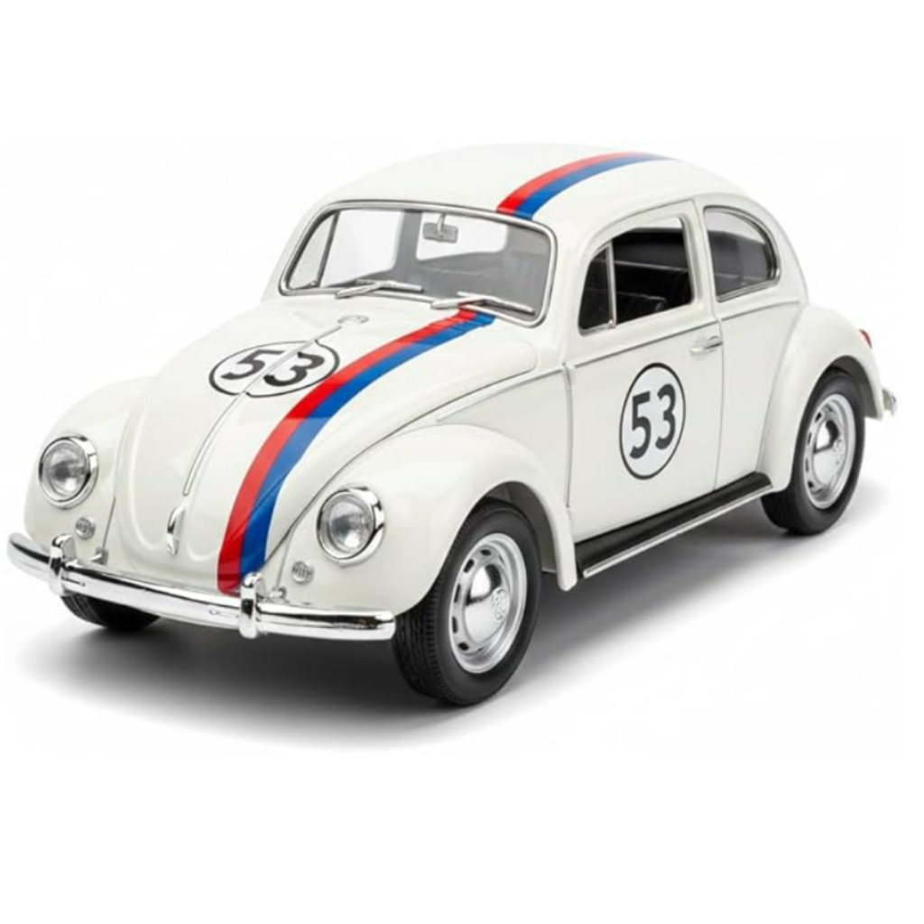 Carrinho Fusca Ferro Fricção Metal Miniatura Herbie 53 Cor Creme
