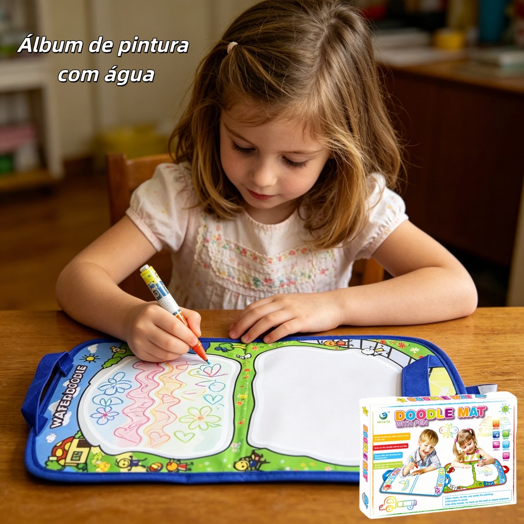 Tapete de Desenho com Água Infantil Educativo Brinquedos Reutilizáveis com Caneta Mágica