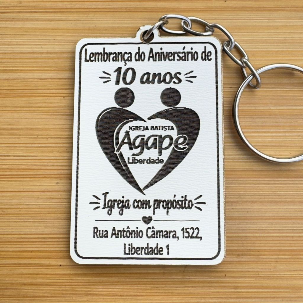Kit Chaveiro Personalizado Igreja Batista Ágape MDF Lembrancinha 10 Anos Lembrancinha em MDF