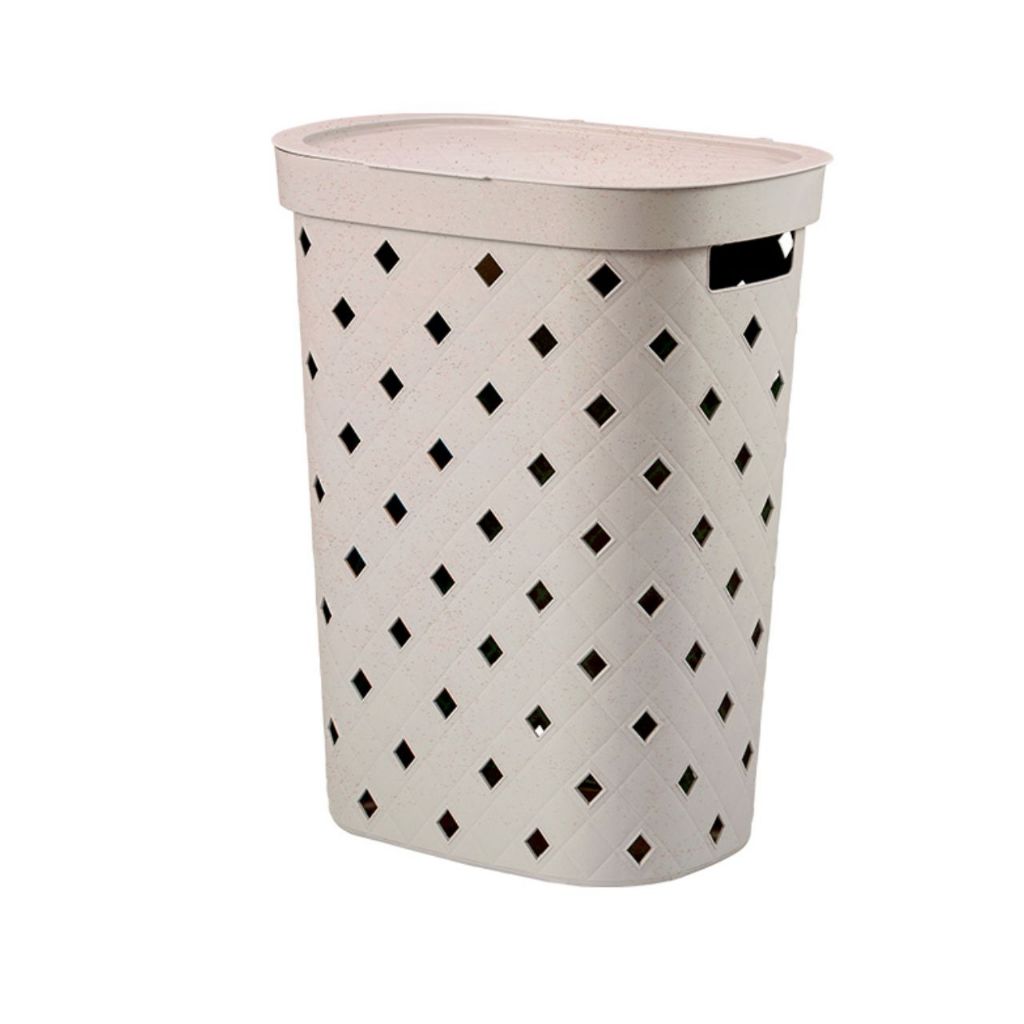 Cesto de Roupas com Tampa Puffer 49 L Light Gray Coza