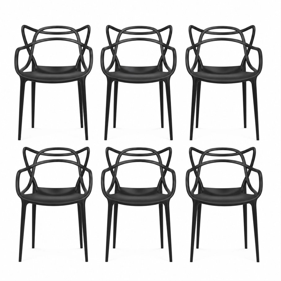 Conjunto 6 Cadeiras Allegra Cozinha Sala de Jantar Varanda Jardim Empilhável