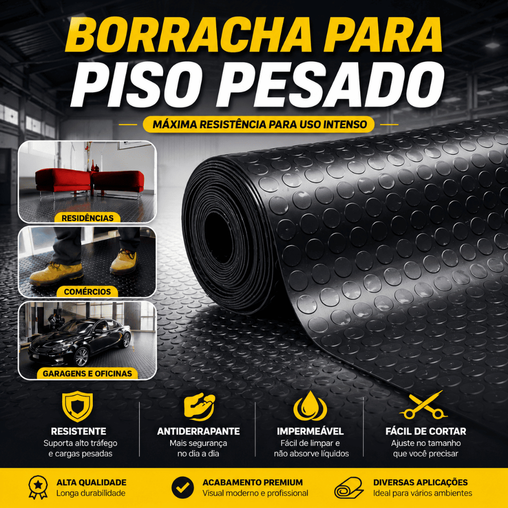 Piso Emborrachado Moeda Antiderrapante Academia Garagem Caminhão Alta Resistência 3mm 5mm