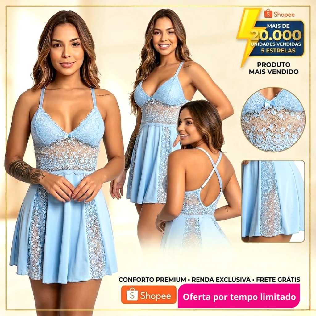 Camisola Feminina Paixão P ao 54 Renda Microfibra Sem Bojo Sensual Cruzado Nas Costas Ref Bonita