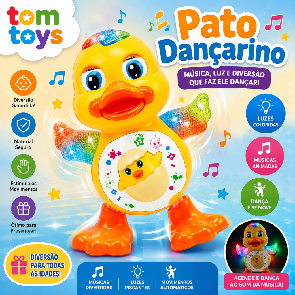 Brinquedo Pato Patinho Dançante Musical Dança, Anda, Mexe, com Luz E Som ou Abelha Abelinha ou boneca pula