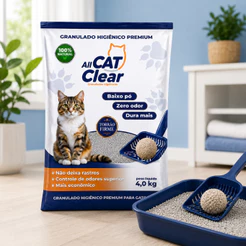 Areia Granulado 4kg All Cat Clear Higiênico Gatos Extra fino