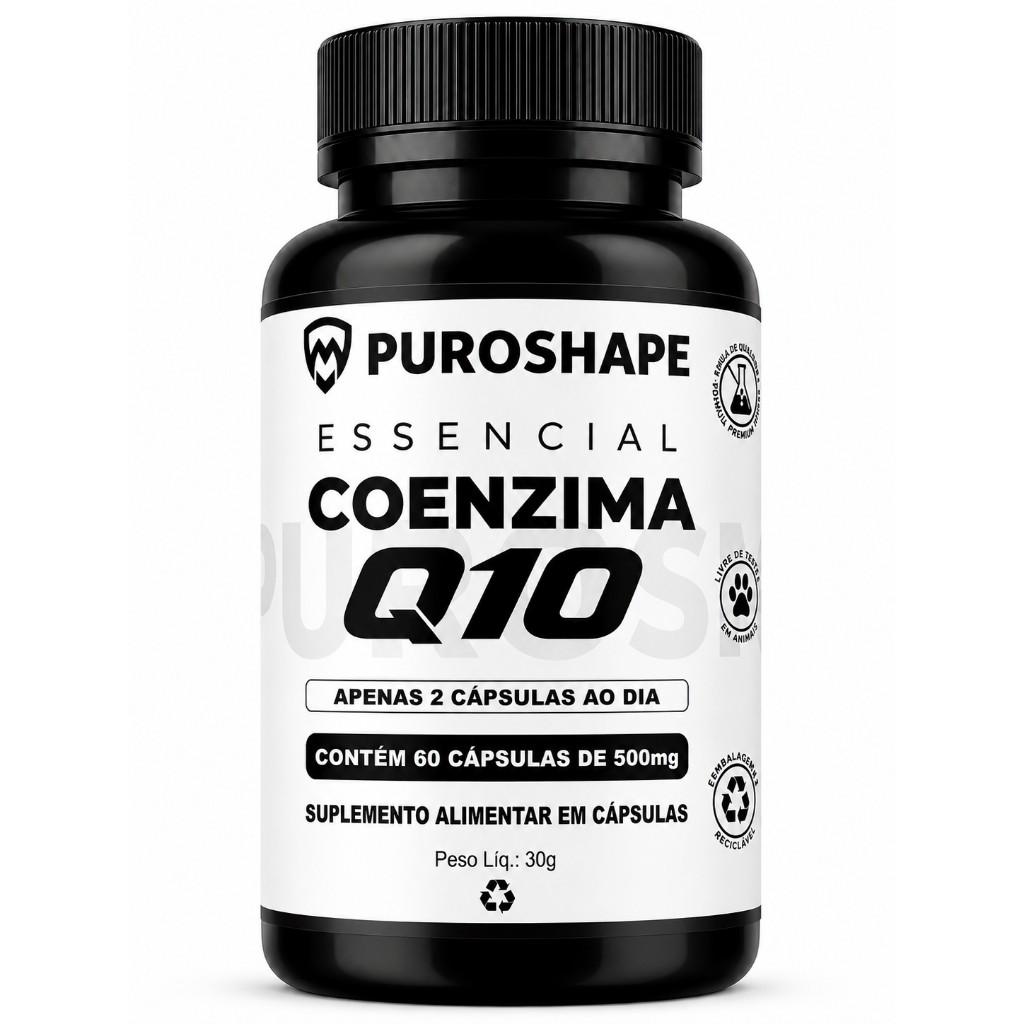 Puroshape Coenzima Q10 Com Ômega 3 EPA DHA Vitamina E 60 Cápsulas Suplemento Alimentar Premium
