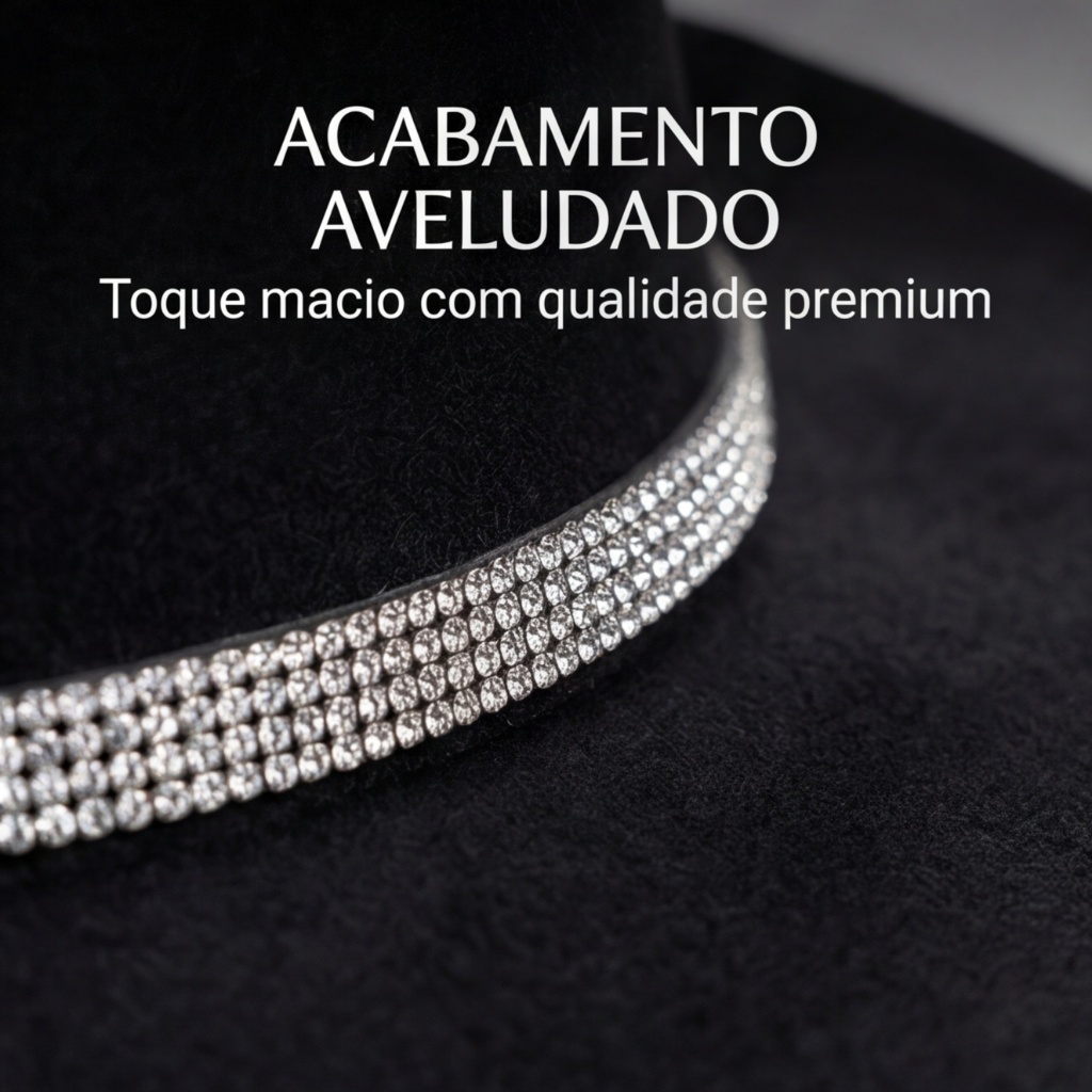 Chapéu Country Feminino Preto Com Strass Brilho Rodeio Festa Cowboy — imagem 2 de 2