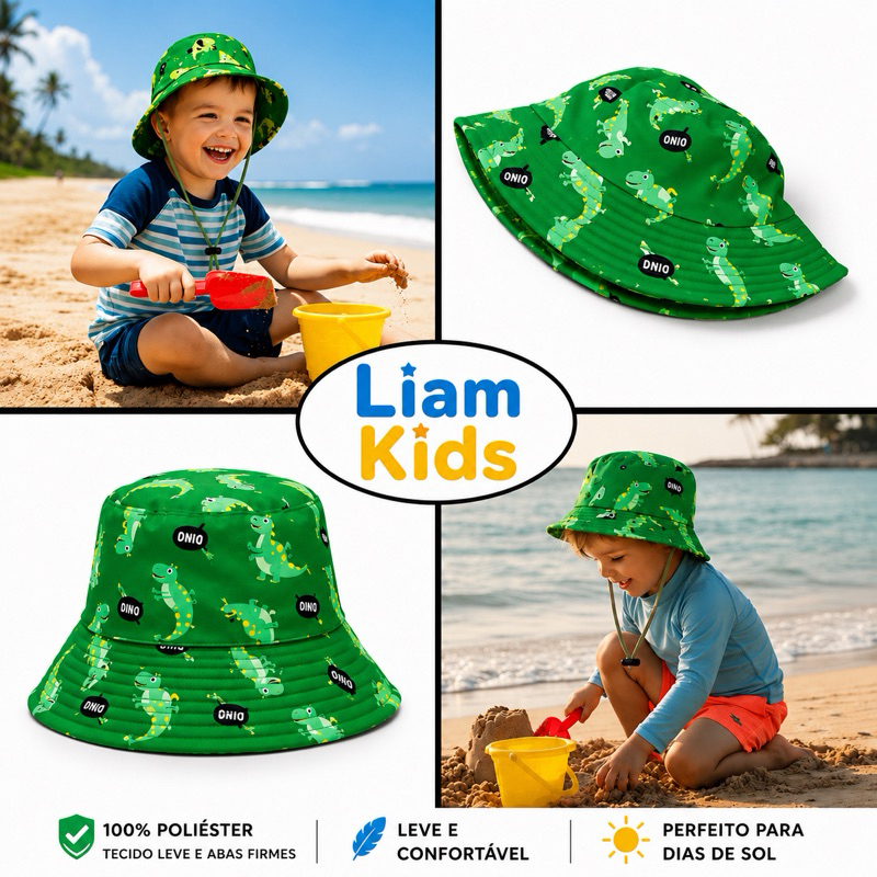 Chapéu Bucket Infantil Menino com Proteção Solar UV50+ Praia 2 a 10 Anos — imagem 2 de 2