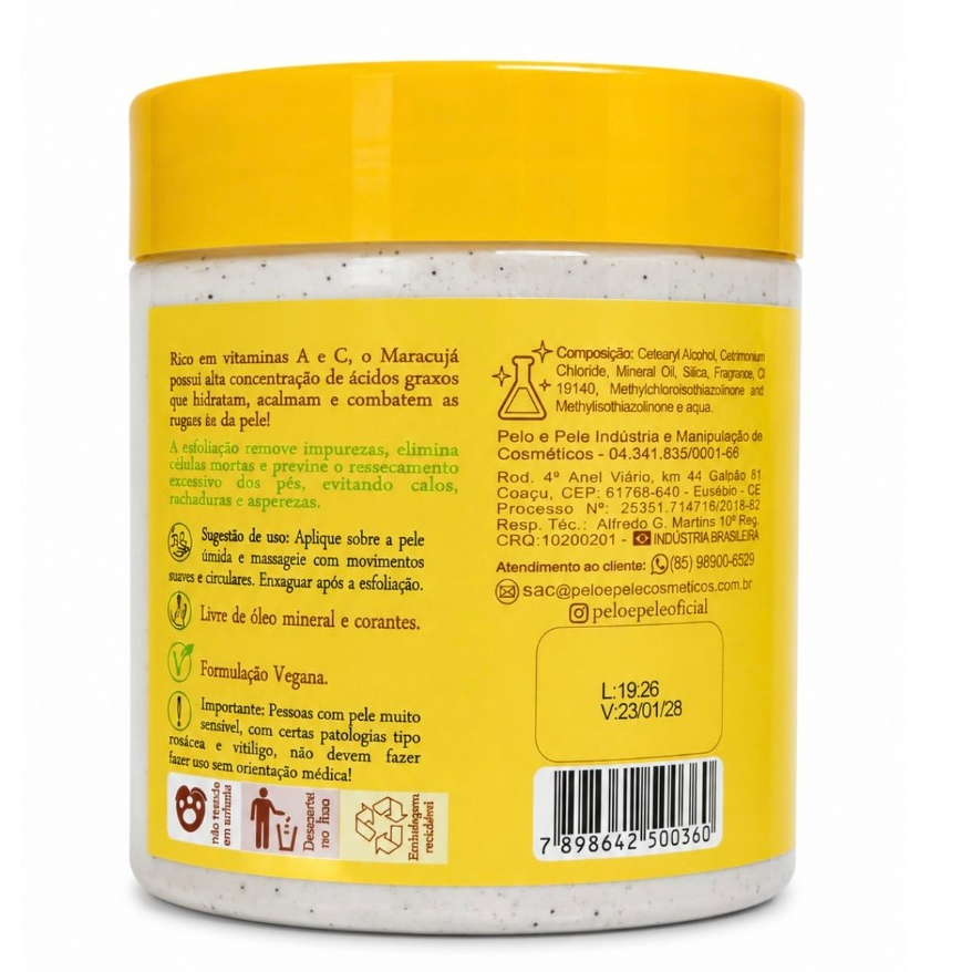 Esfoliante Corporal Maracujá com Dolomita e Ativos Naturais - Pelo e Pele (500g)