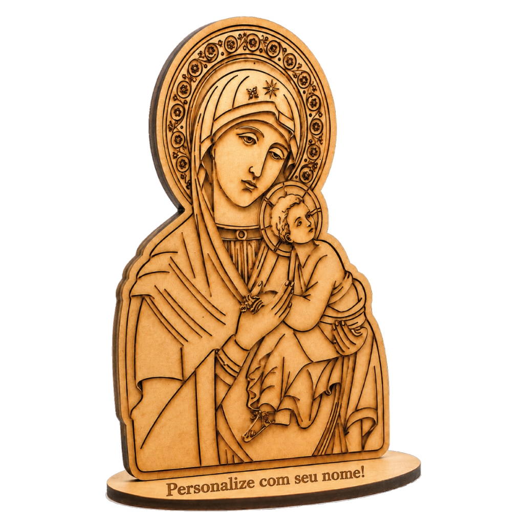 Kit 20 Lembrancinhas Nossa Senhora do Perpétuo Socorro Igreja Católica - Base Personalizada em MDF Mod-02
