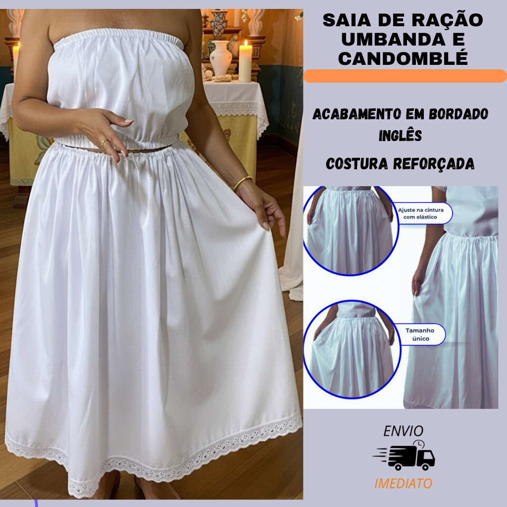 SAIA PARA UMBANDA E CANDOMBLÉ ROUPA DE RAÇÃO TECIDO MICROFIBRA ROUPA DE SANTO