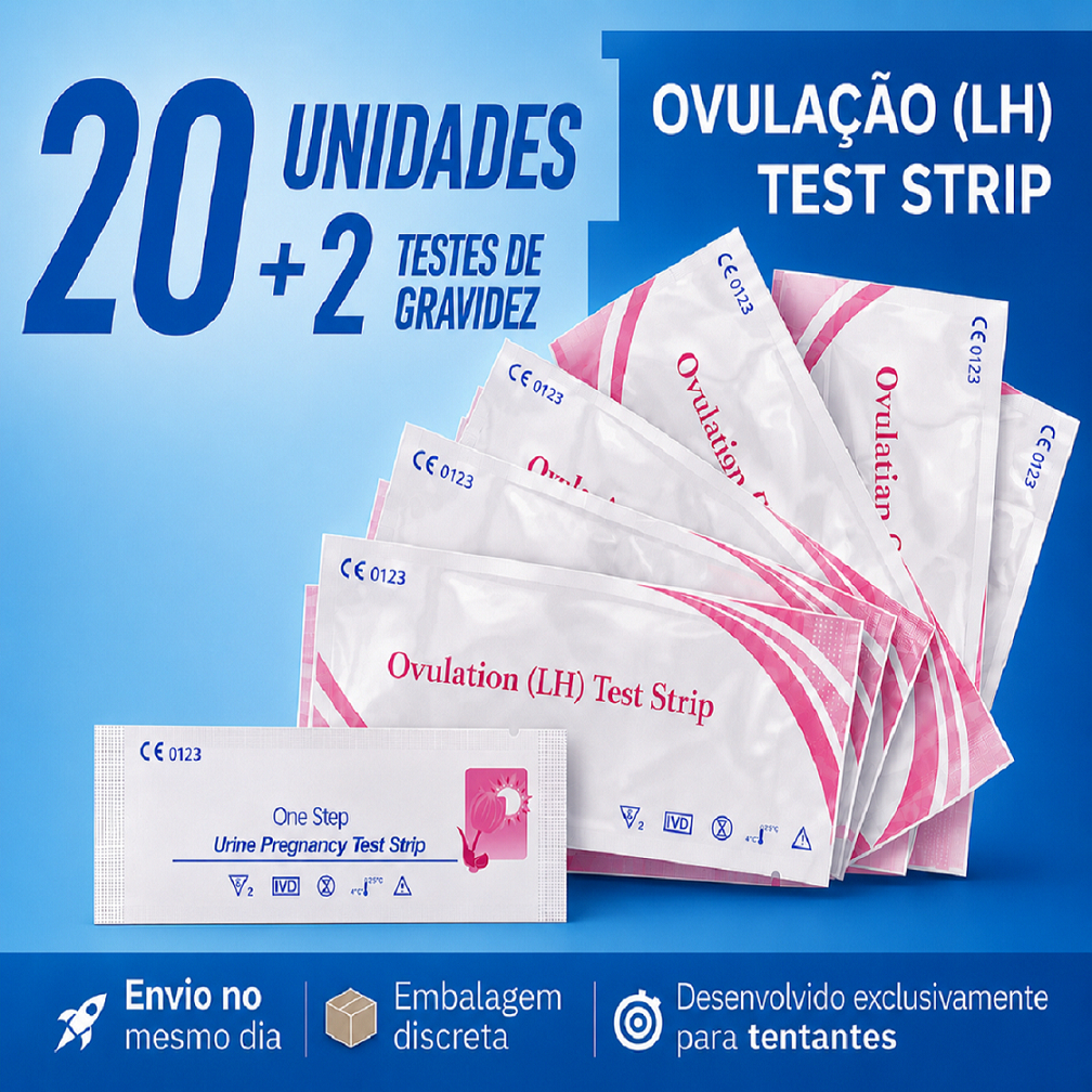 Testes De Ovulação 20 Unidades + 2 De Gravidez (Test  Strip) Detecta Fertilidade