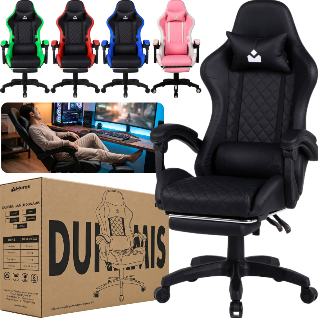 Cadeira Escritorio Ergonômica Gamer Presidente Marqs Dunamis Confortavel Resistente 180 Kg Giratoria