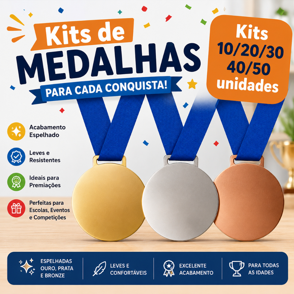Kit 10/20/30/40/50 Medalha Acrílico Cristal 2mm Redonda Lisa 5cm Com Fita Adulto/Infantil